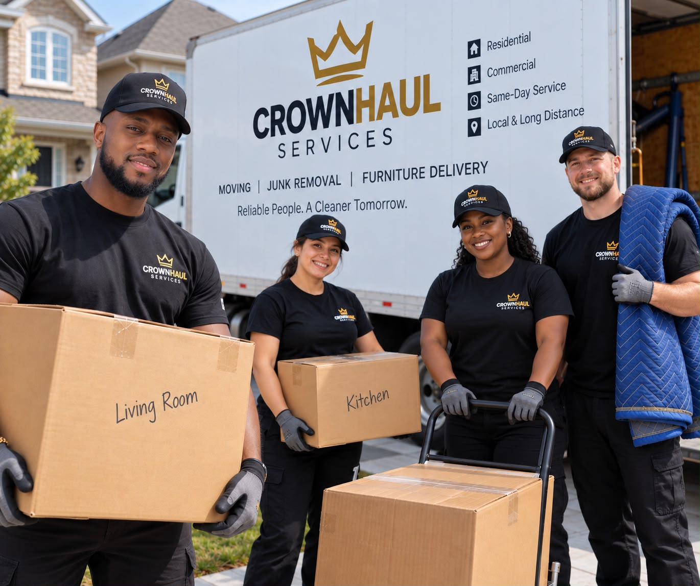 Moving boxes and home essentials ready for a carefully planned move